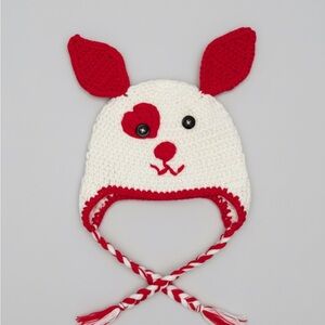 Playful Red and White Bunny Ear Kids Hat